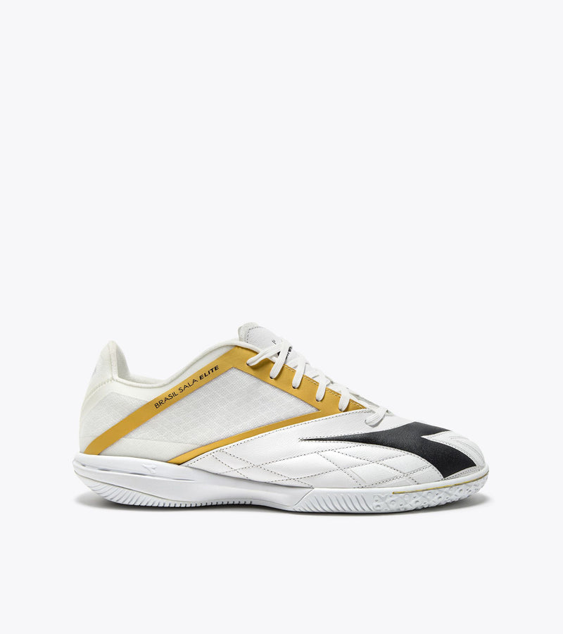 Diadora Brasil Sala Elite ID Soccer Shoes (white/black/metallic gold)