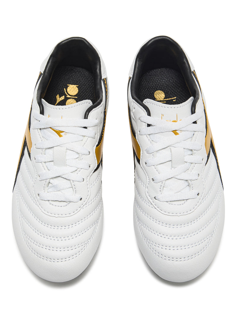 Diadora Brasil R LPU JR Soccer Cleats (white/gold)