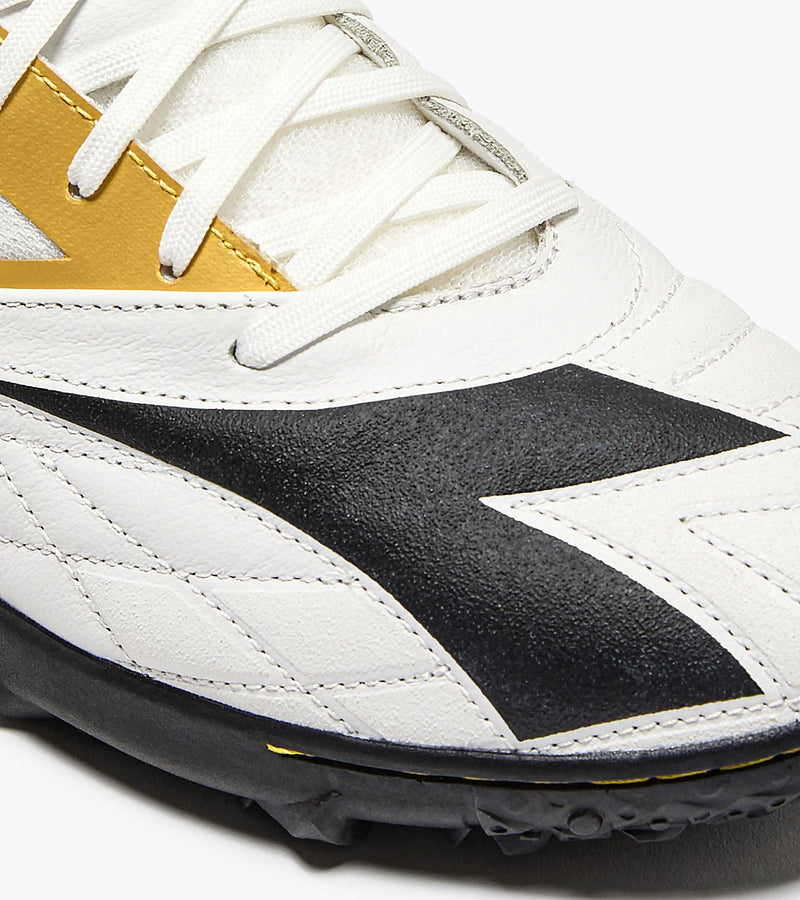 Diadora Brasil Sala Elite TF Soccer Cleats (white/black/metallic gold)