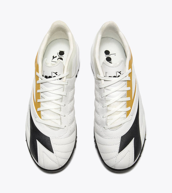 Diadora Brasil Sala Elite TF Soccer Cleats (white/black/metallic gold)