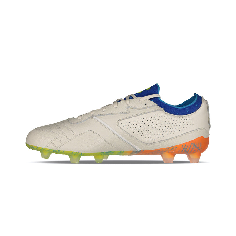 Charly Tyrian LT FG Soccer Cleats - White/Blue/Orange