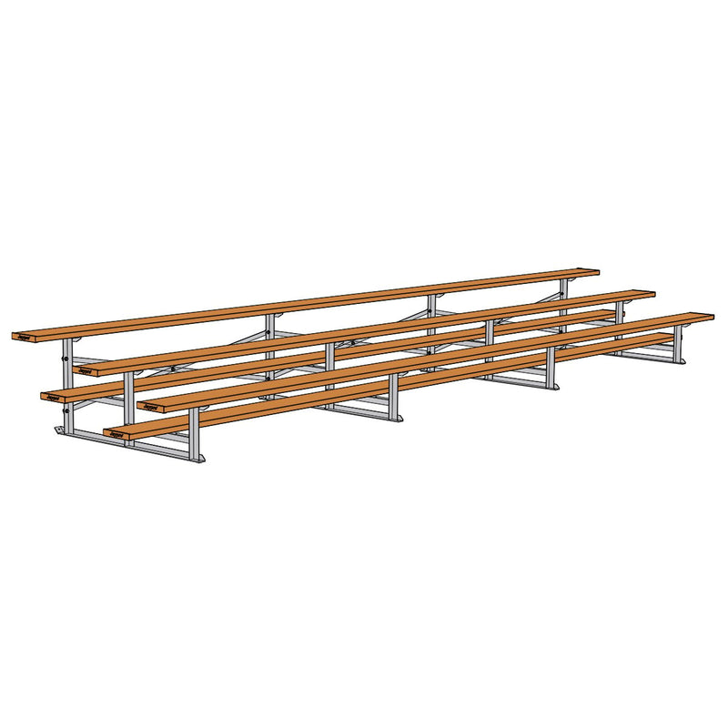 Jaypro Soccer All Aluminum Bleacher (3 Row - Single Foot Plank)-Soccer Command