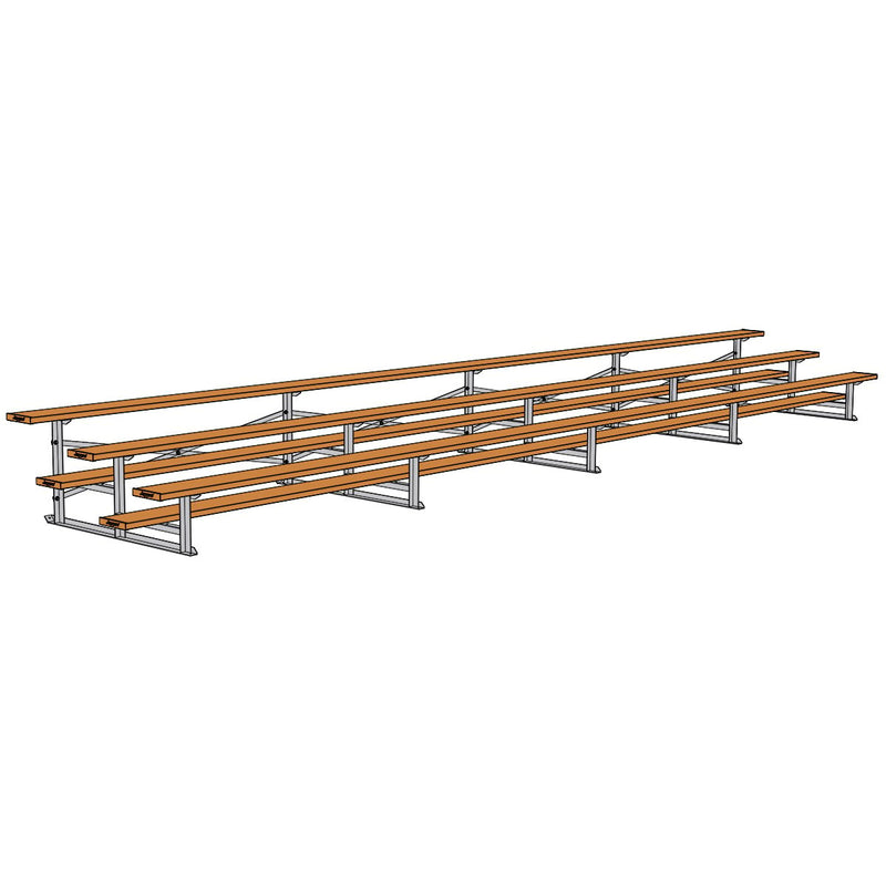 Jaypro Soccer All Aluminum Bleacher (3 Row - Single Foot Plank)-Soccer Command