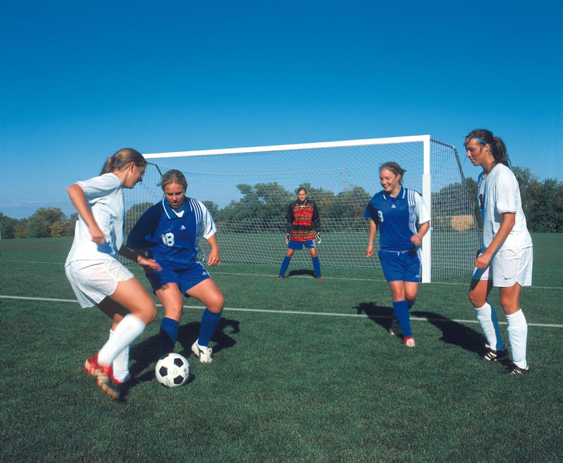 6.5' x 12' Bison 4" Square ShootOut Value Soccer Goal Package (pair)-Soccer Command