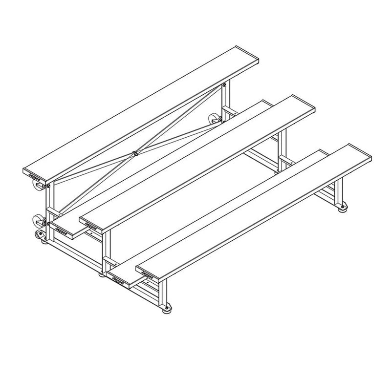 Jaypro Soccer Tip & Roll Bleacher (3 Row - Single Foot Plank)-Soccer Command